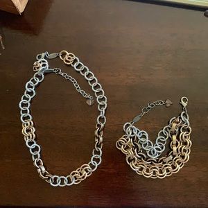 Sabika mixed metals necklace & bracelet set